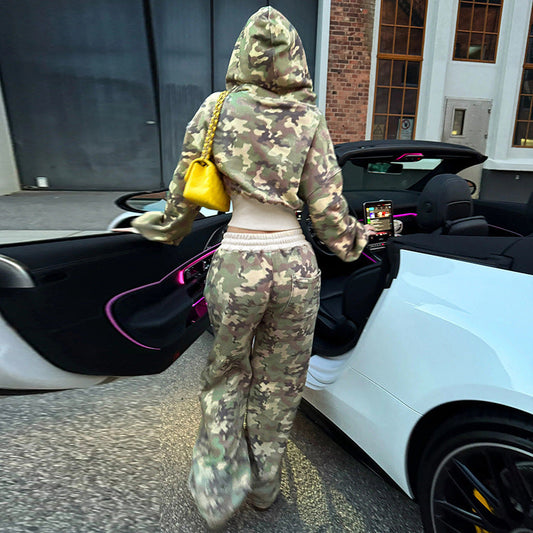 Herren Camouflage Hoodie Langarm Sweatshirt Hose Set - Norvielle