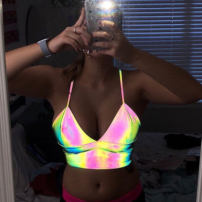 Damen Cropped Bralette Schimmer Effekt Heidi Mode - Norvielle