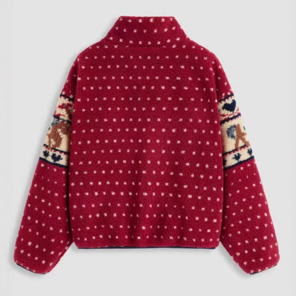 Damen Fleecejacke Tiermuster Hochkragen Norvielle