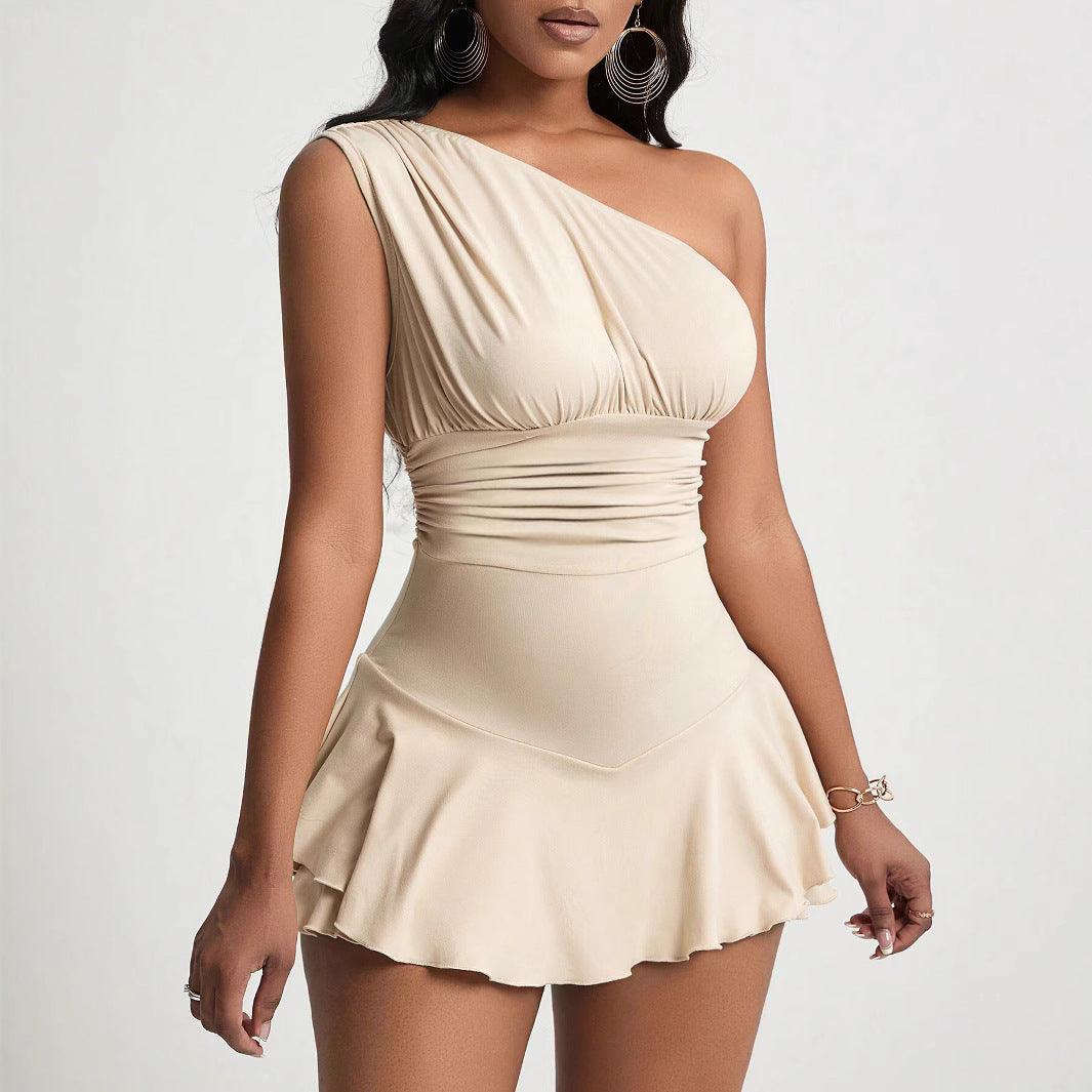 Damen Minikleid Asymmetrisch Weiches Material Elegantes