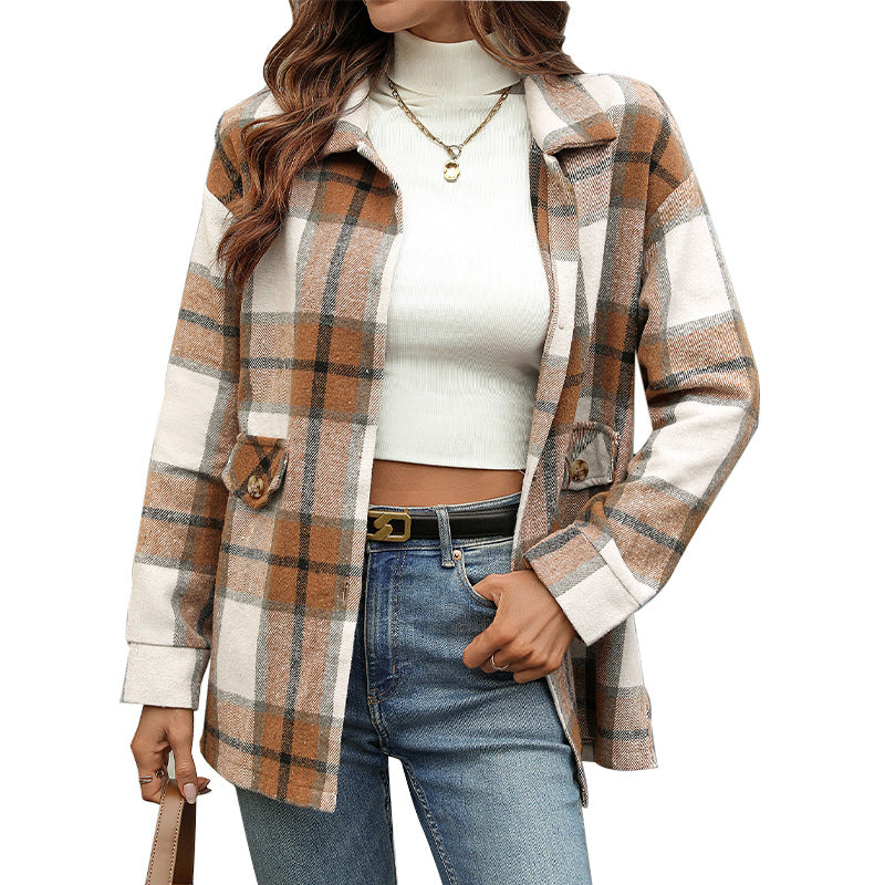 Damen Kariert-Shirtjacke Weich Norvielle