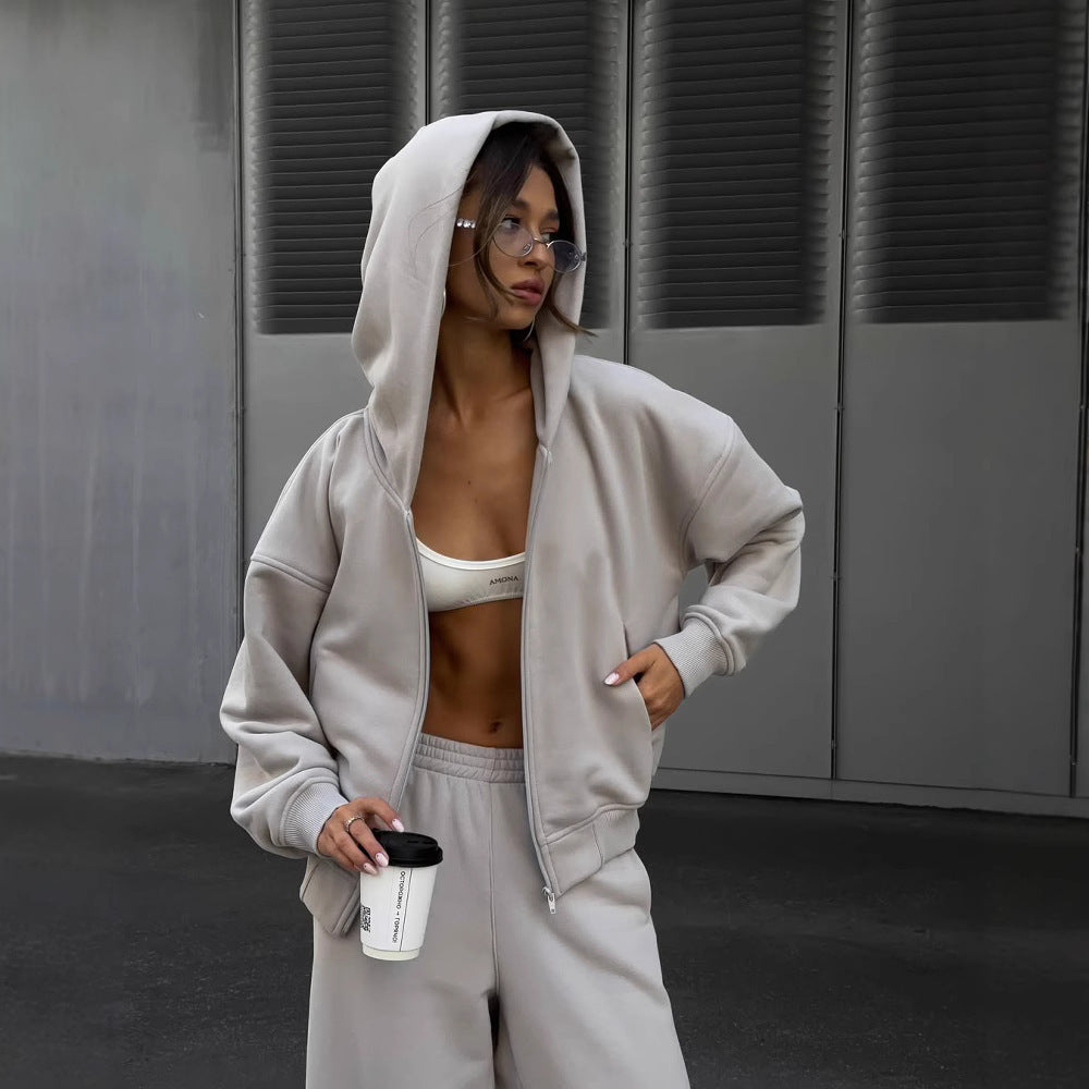 Damen Oversized Kapuzenjacke Jogginghose Set Norvielle - Norvielle