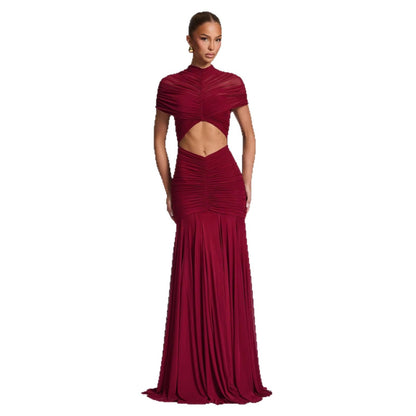 Damen Abendkleid Cut-Out-Design Faltenstoff