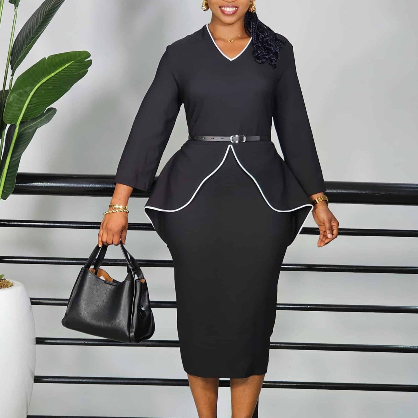 Damen Etuikleid Modernes Peplum-Design Taillengürtel Norvielle - Norvielle