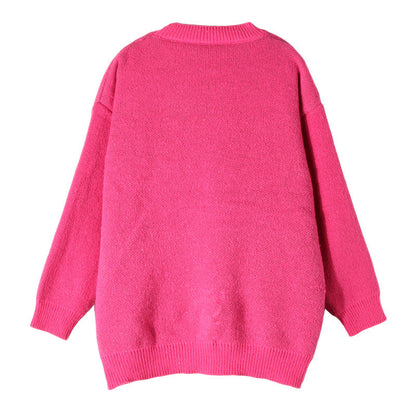 Damen Grobstrickpullover Lässiger Schnitt Mit Schriftzug Norvielle