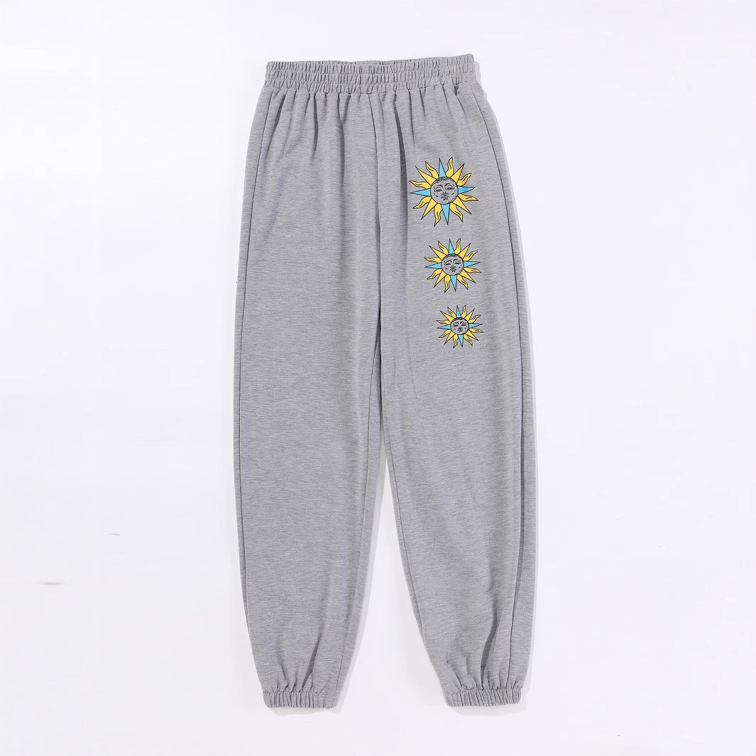 Damen Sweatpants Bequem Sonnenmotiv Norvielle