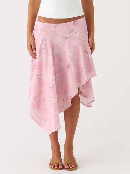 Damen Maxi-Rock Asymmetrisch Florales Design