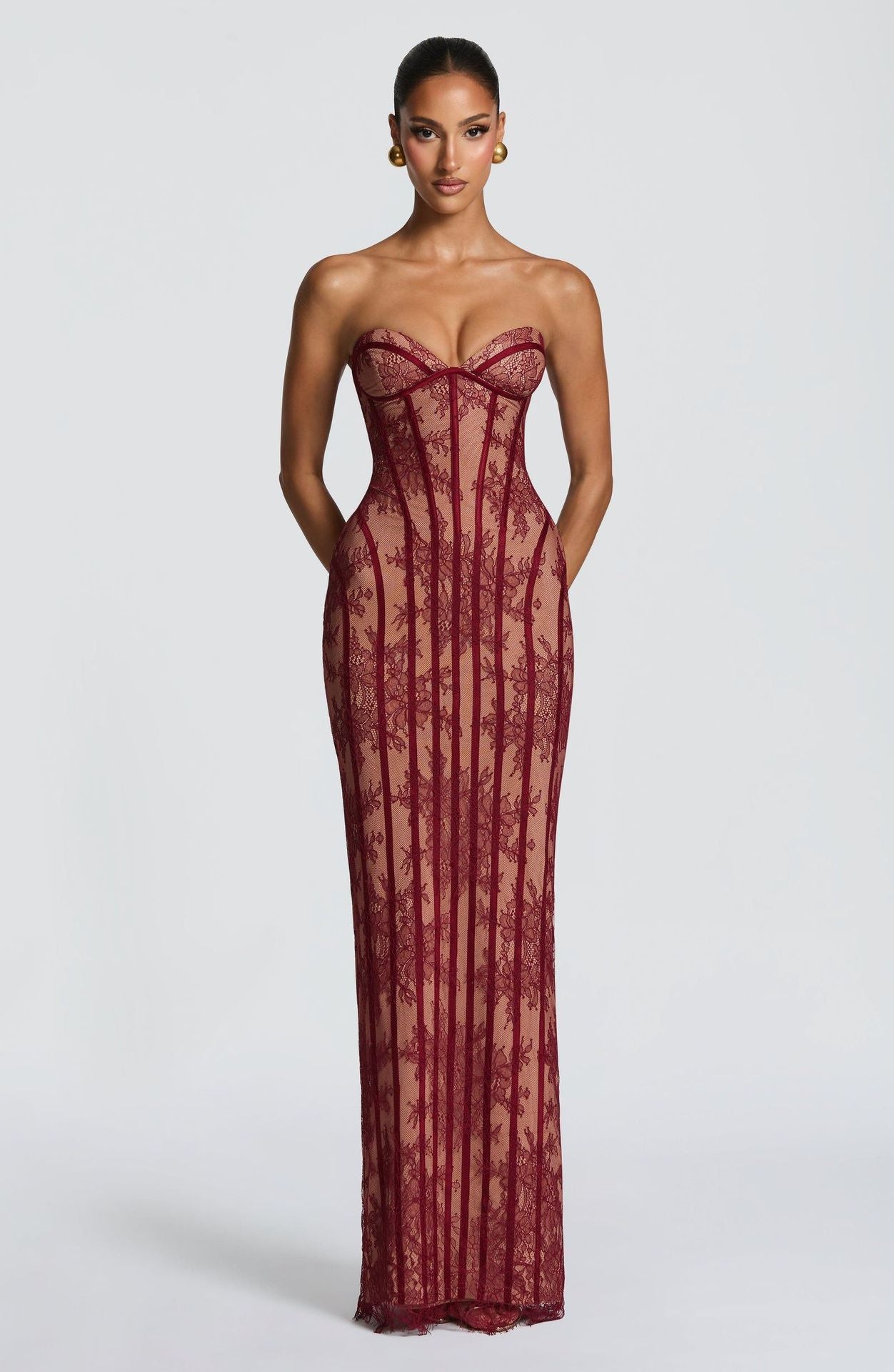 Damen Spitzenkleid mit Bustier-Oberteil und feinen Details Norvielle