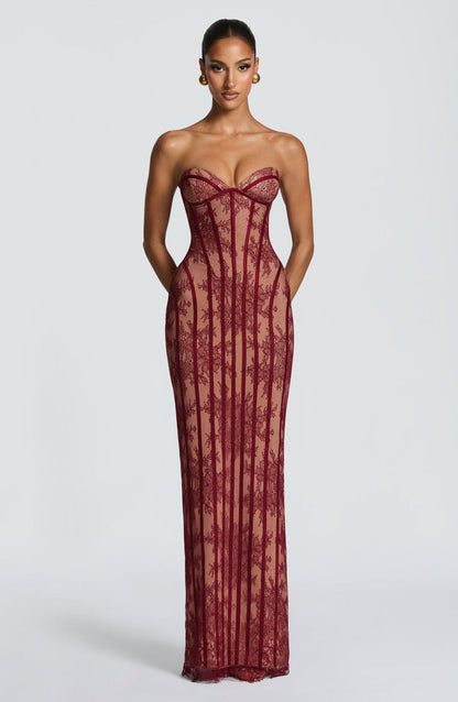 Damen Spitzenkleid mit Bustier-Oberteil und feinen Details Norvielle
