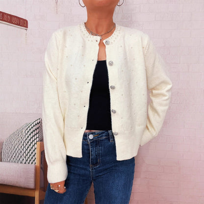 Damen Strickjacke Perlenbesatz Norvielle