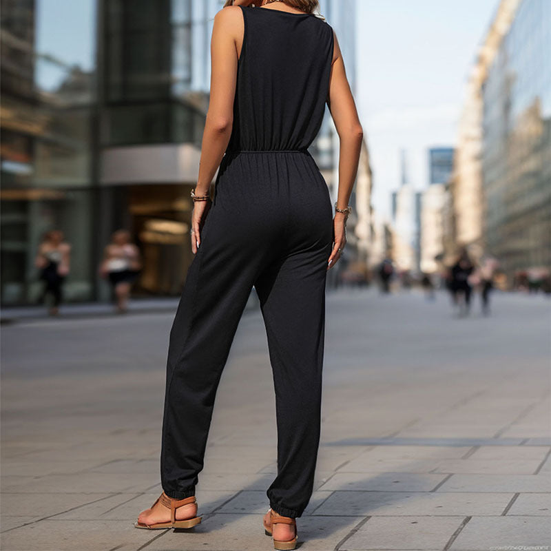 Damen Jumpsuit mit Taschen und verstellbarem Taillenzug Norvielle