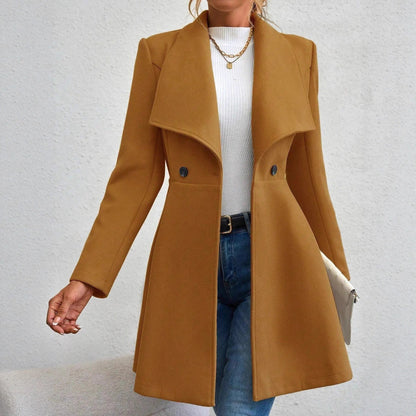 Damen Wollmantel Elegantes Design Doppelter Knopfleiste
