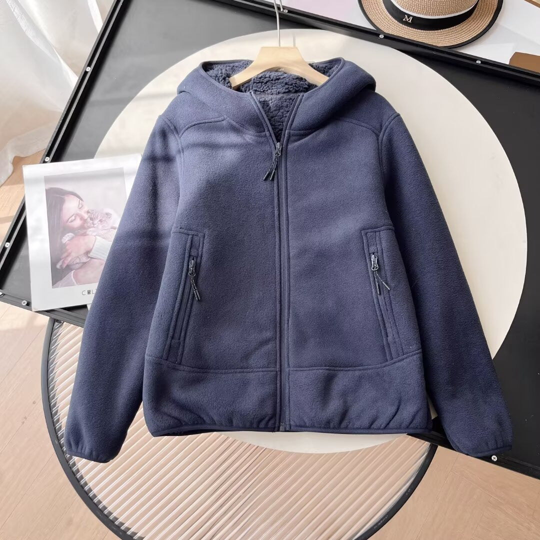 Damen Fleecejacke Kuscheliges Innenfutter Reißverschlusstaschen