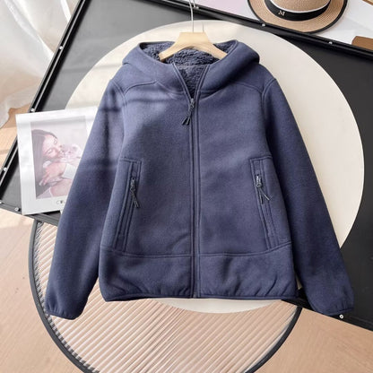 Damen Fleecejacke Kuscheliges Innenfutter Reißverschlusstaschen