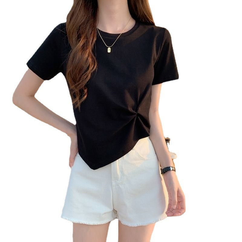 Damen T-Shirt Cropped mit Knoten-Design Modern
