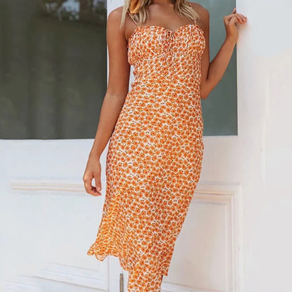 Damen Midikleid Figurnah Blumenmuster Schmal Schnitt Raffung