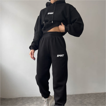 Damen Sport-Hoodie-Set mit Jogginghose Hochtailliert Weich Norvielle