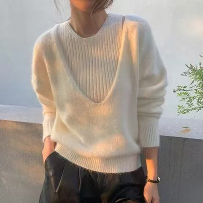Damen Pullover V-Ausschnitt Ribstruktur Norvielle - Norvielle