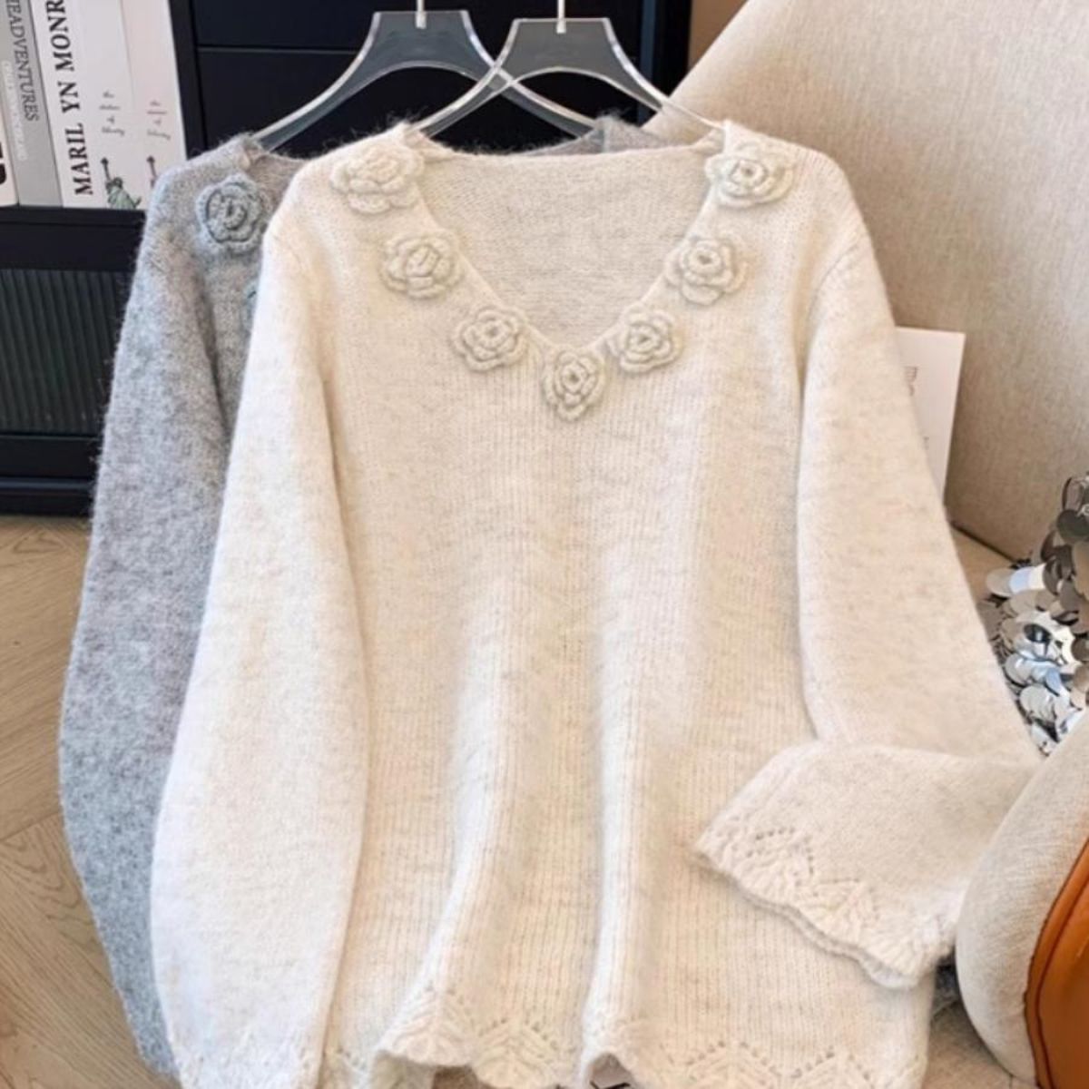 Damen Strickpullover Floral Norvielle