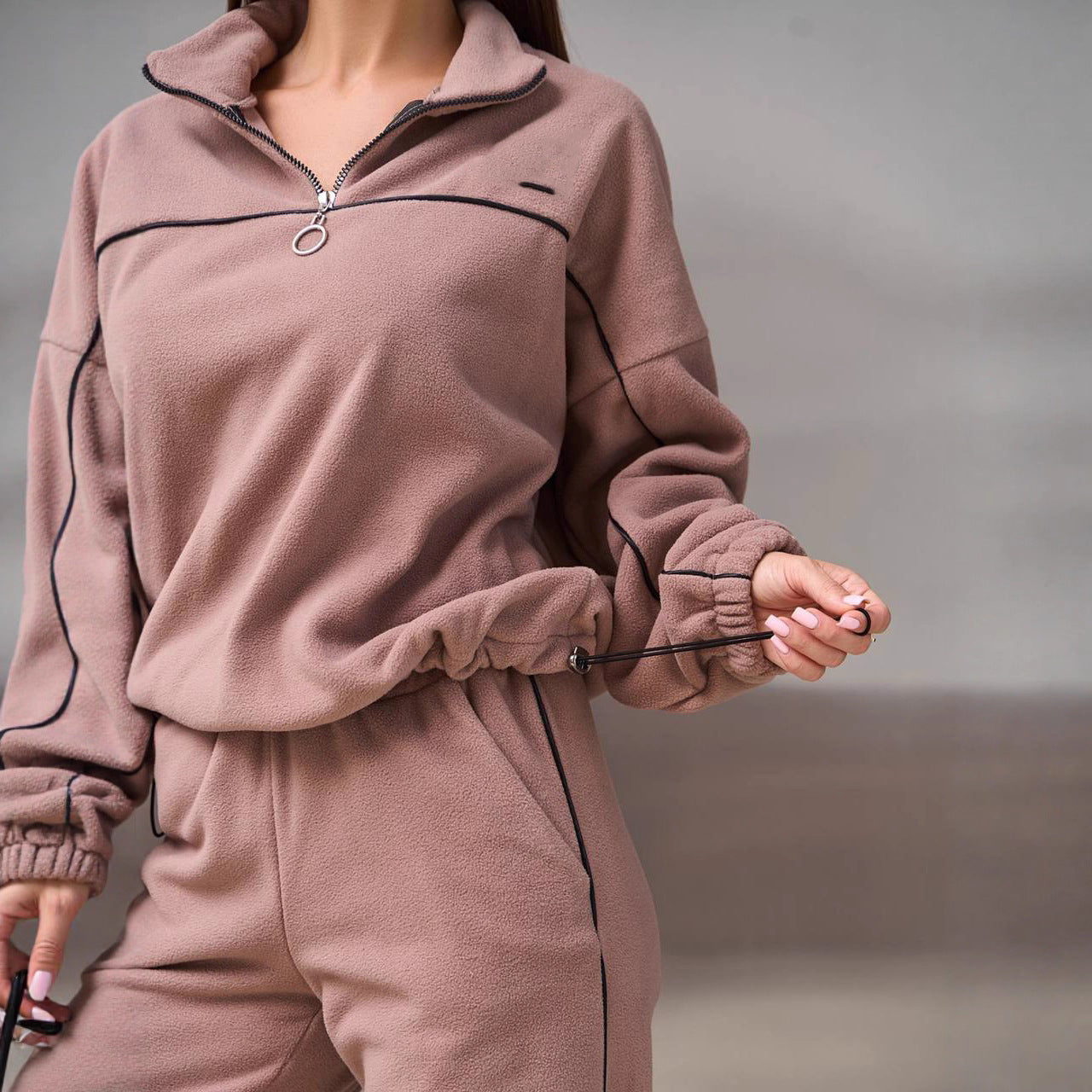 Damen Fleece-Outfit mit Reißverschluss Kuschelig Norvielle
