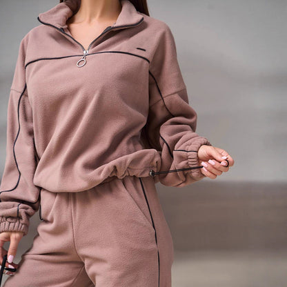 Damen Fleece-Sportanzug Hochkragen Reißverschluss Norvielle