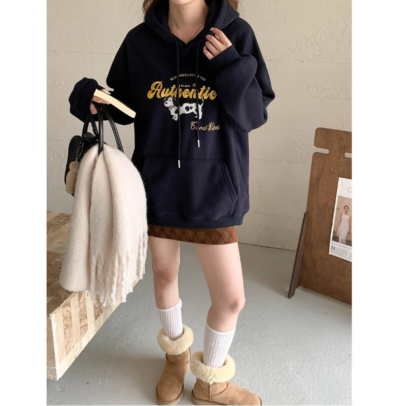 Damen Oversized Kapuzenpulli Kreativer Druck Norvielle