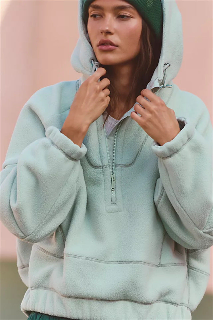Damen Fleecejacke Große Taschen Hohe Kapuze Norvielle