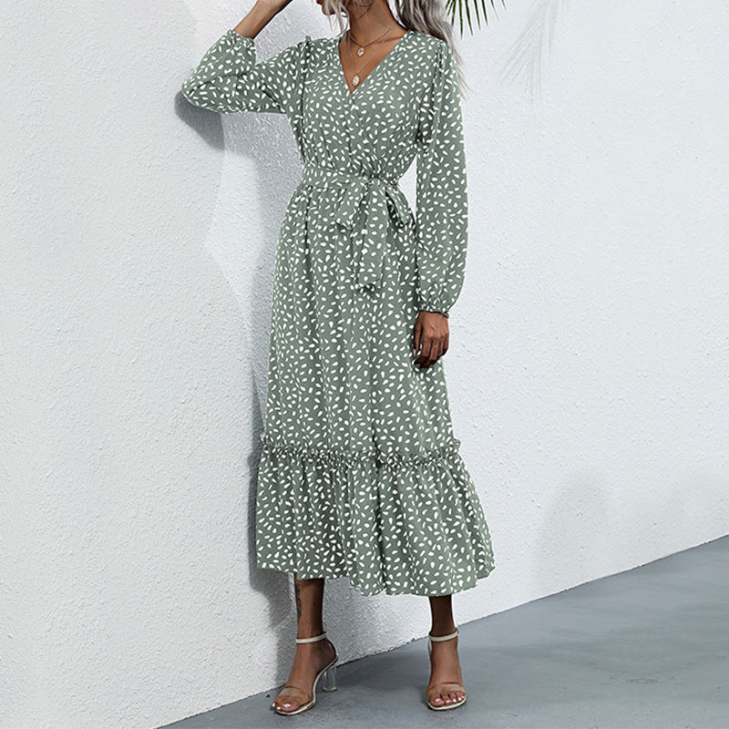 Damen Wickelkleid Rüschendetails Elegantes Muster Norvielle - Norvielle