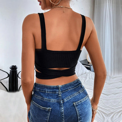 Damen Crop- Figurbetont Rippdesign