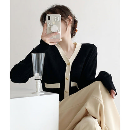 Damen Strickcardigan mit Knopfleiste und Kontrasttaschen Norvielle - Norvielle