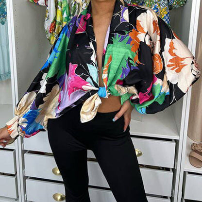 Damen Blusenjacke Übergröße Floralmuster Norvielle