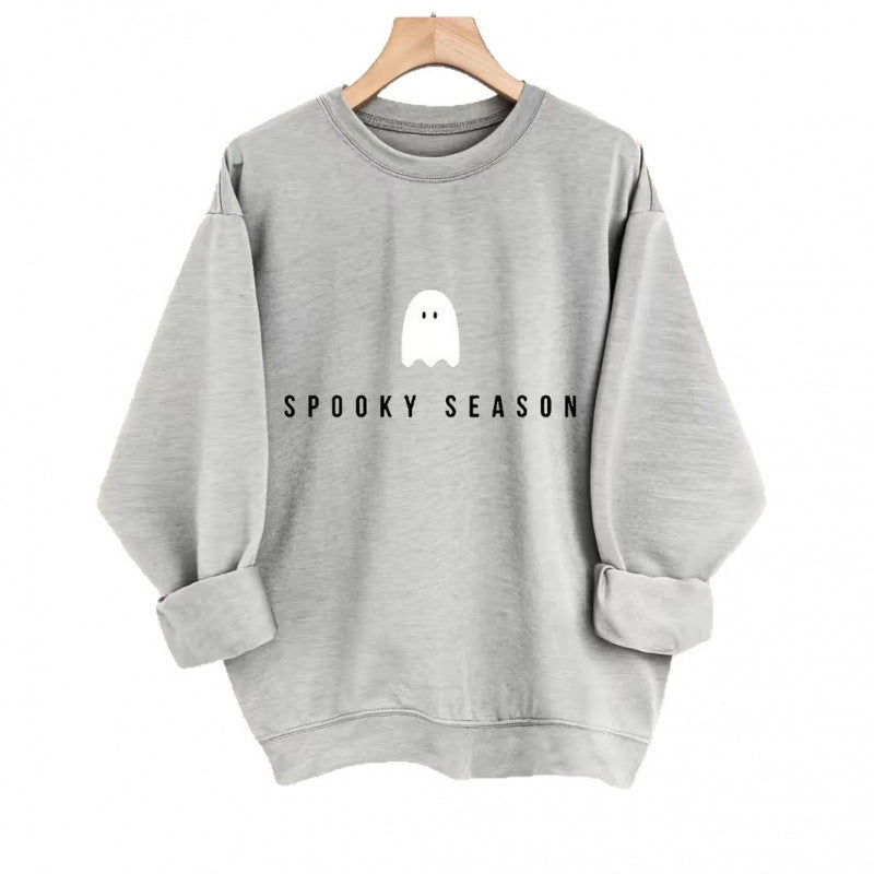 Damen Sweatshirt Weiches Innenfleece Gruselmotiv