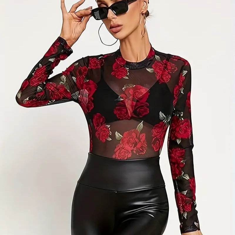 Damen Langarmshirt Abstraktes Design Norvielle