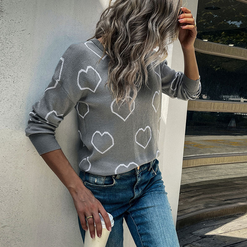 Damen Strickpullover Herzdesign Lässig Norvielle - Norvielle