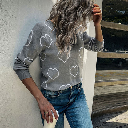 Damen Strickpullover Herzdesign Lässig Norvielle - Norvielle