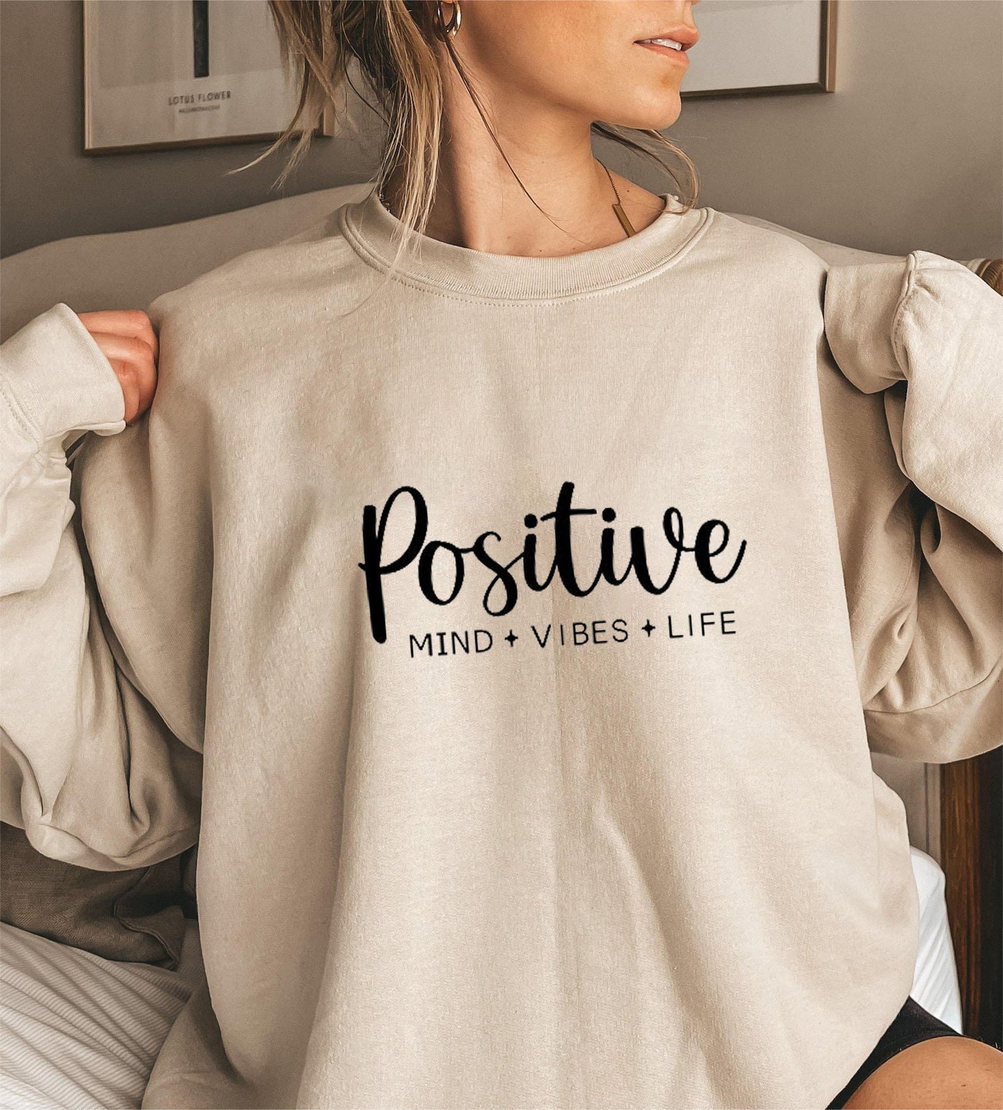 Damen Sweatshirt Voluminöse Ärmel Inspirierender Aufdruck Norvielle