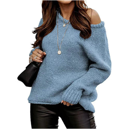 Damen Strickpullover Schulterfrei Oversized Norvielle
