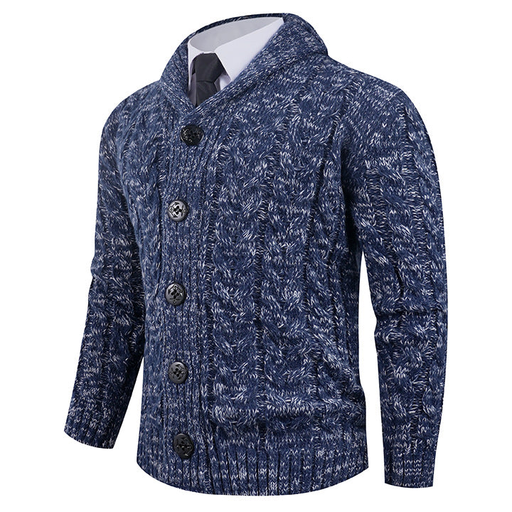 Herren Strickcardigan Zopfmuster Eleganter Schalkragen
