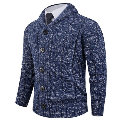 Herren Strickcardigan Zopfmuster Eleganter Schalkragen