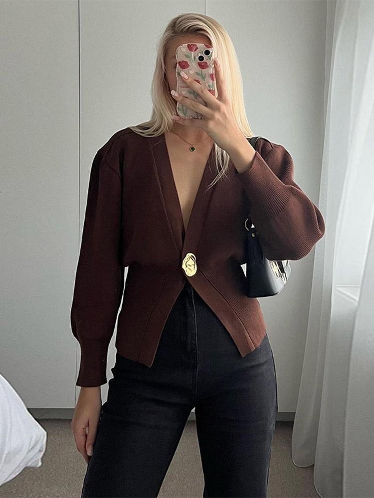 Damen Strickjacke Eleganter Verschluss Norvielle