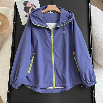 Damen Windbreaker-Jacke Leicht Seitliche Reißverschlusstaschen