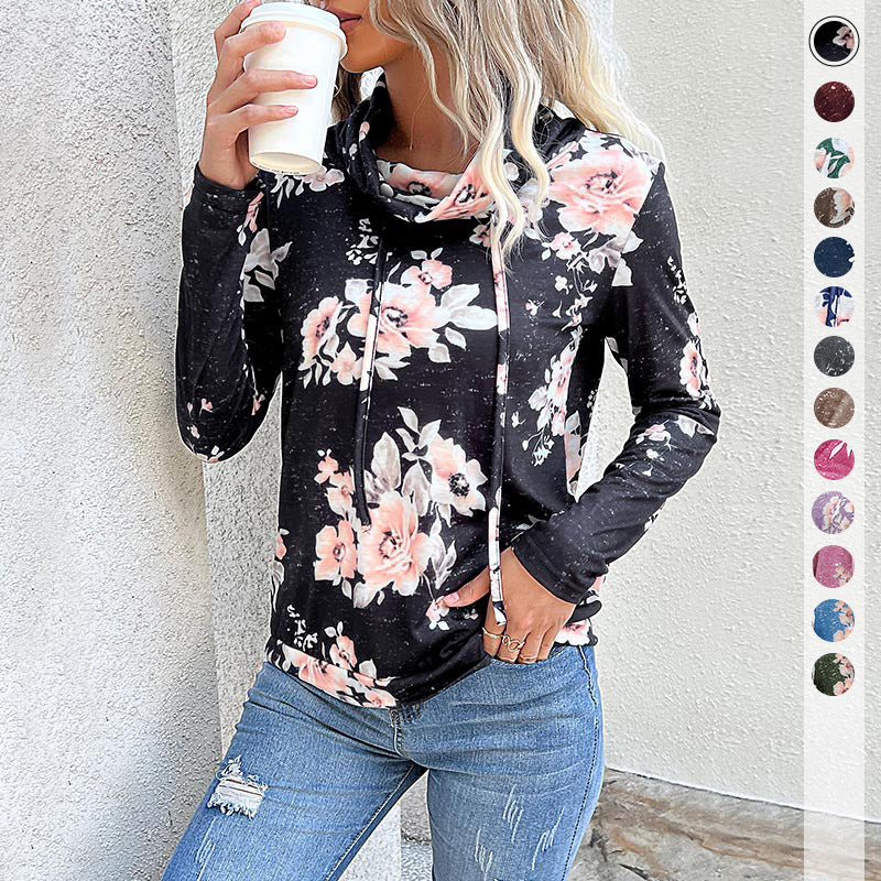 Damen Pullover Floralmuster Hochkragen Norvielle - Norvielle