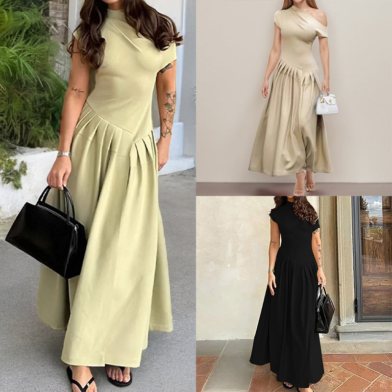 Damen Asymmetrisches Wickelmaxikleid Strukturiert Norvielle