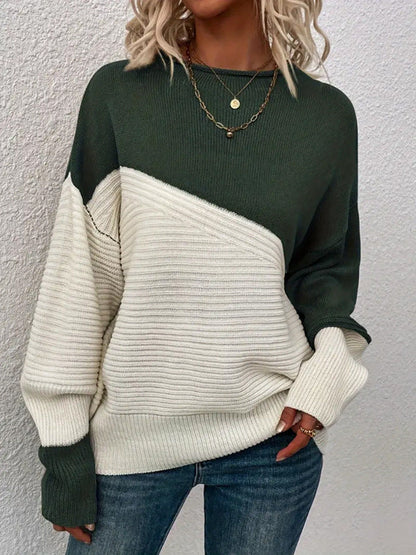 Damen Strickpullover Strukturiert Modern Farbblock Norvielle
