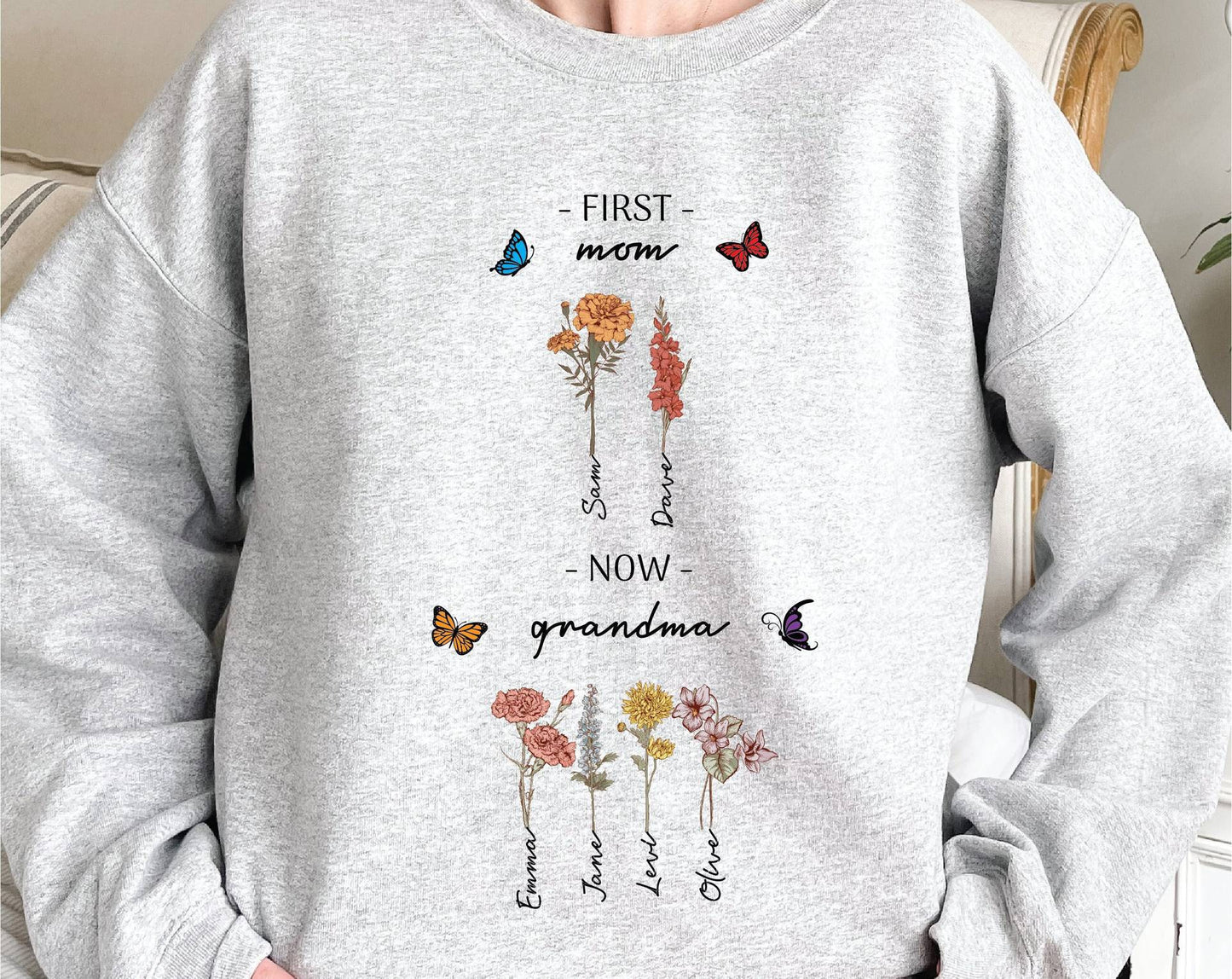 Damen Sweatshirt Floraler Druck Inspirierender Schriftzug Norvielle