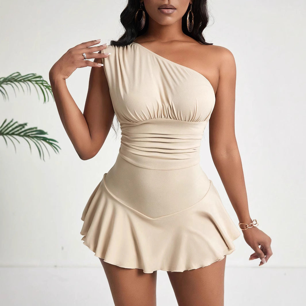 Damen Minikleid Asymmetrisch Weiches Material Elegantes - Norvielle