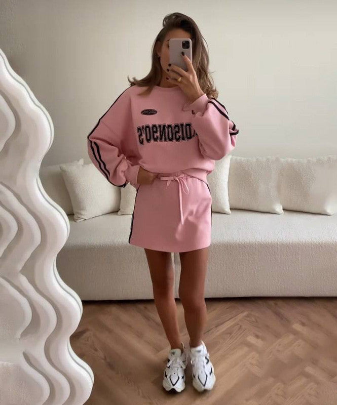 Damen Sportkleid Sweatshirt-Style Kordelzug Länge Langärmlig