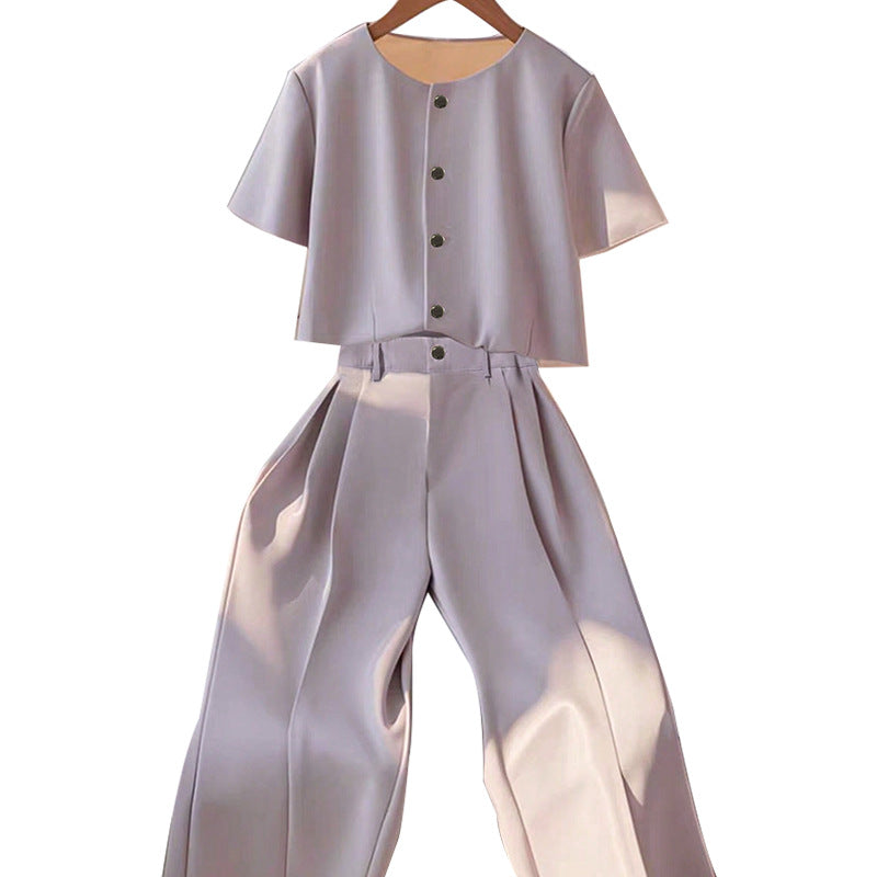 Damen Set Kurzes Oberteil Elegante Hose