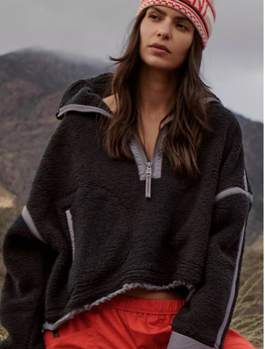 Damen Teddy-Fleece-Pullover Hochkragen Norvielle