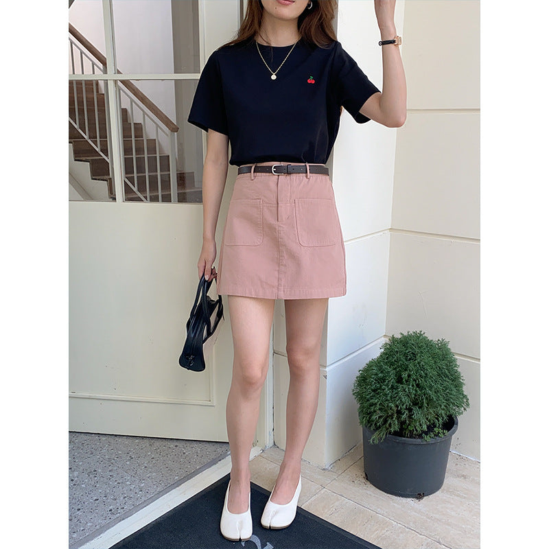 Damen T-Shirt Kurzarm Kirschmotiv